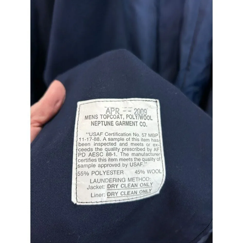 USAF Air Force Topcoat 46 X-Long Neptune Garment Co Navy Trench Coat